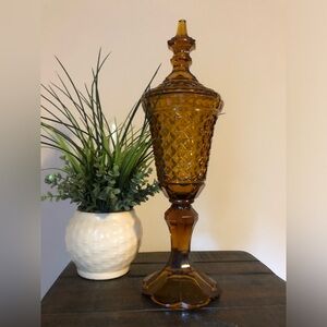Vintage Amber Glass Apothecary Jar
